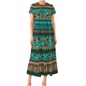 Elegant Multicolor Patterned Maxi Dress